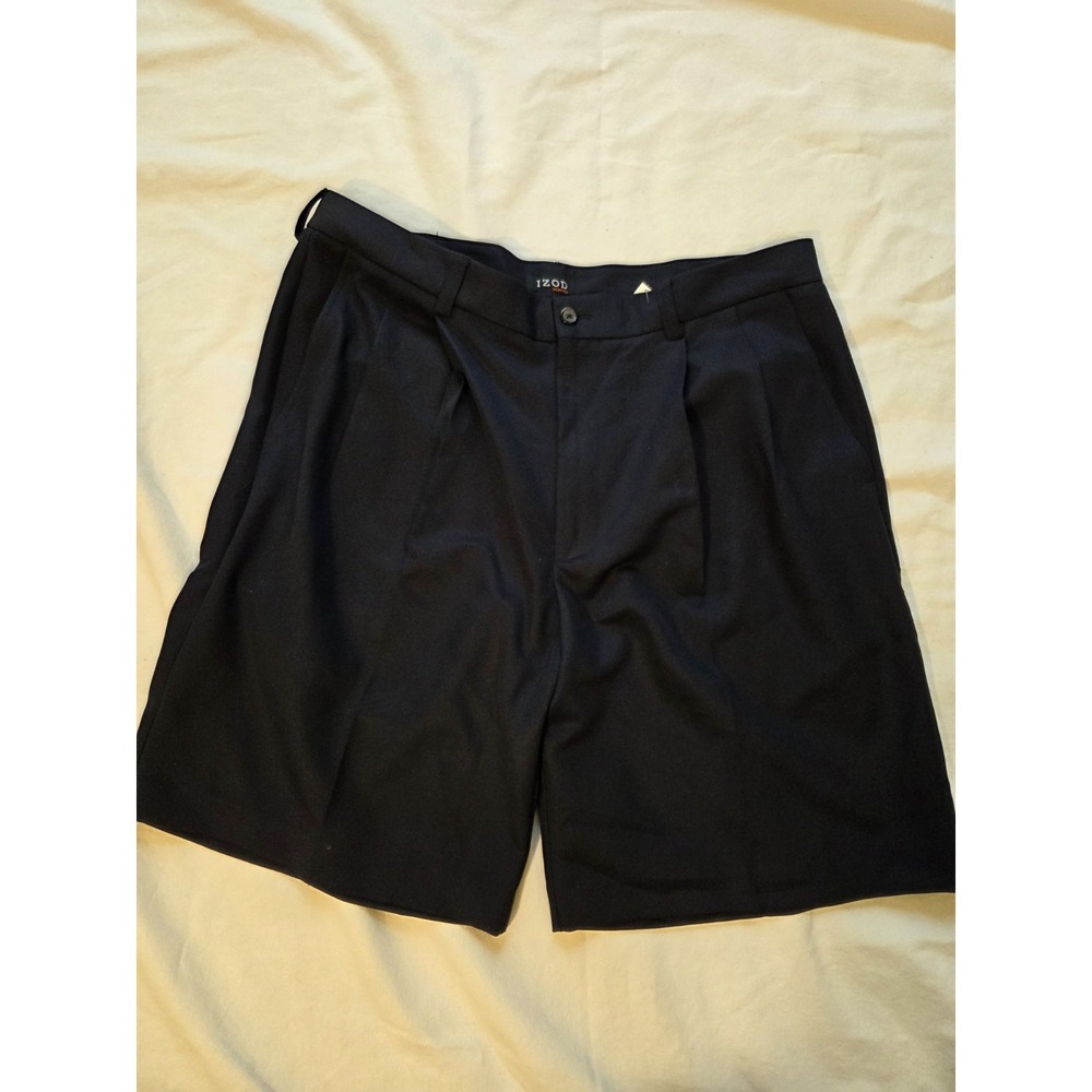 IZOD XFG Golf Shorts Mens 36 Navy Blue Pleated Performance Casual Polyester